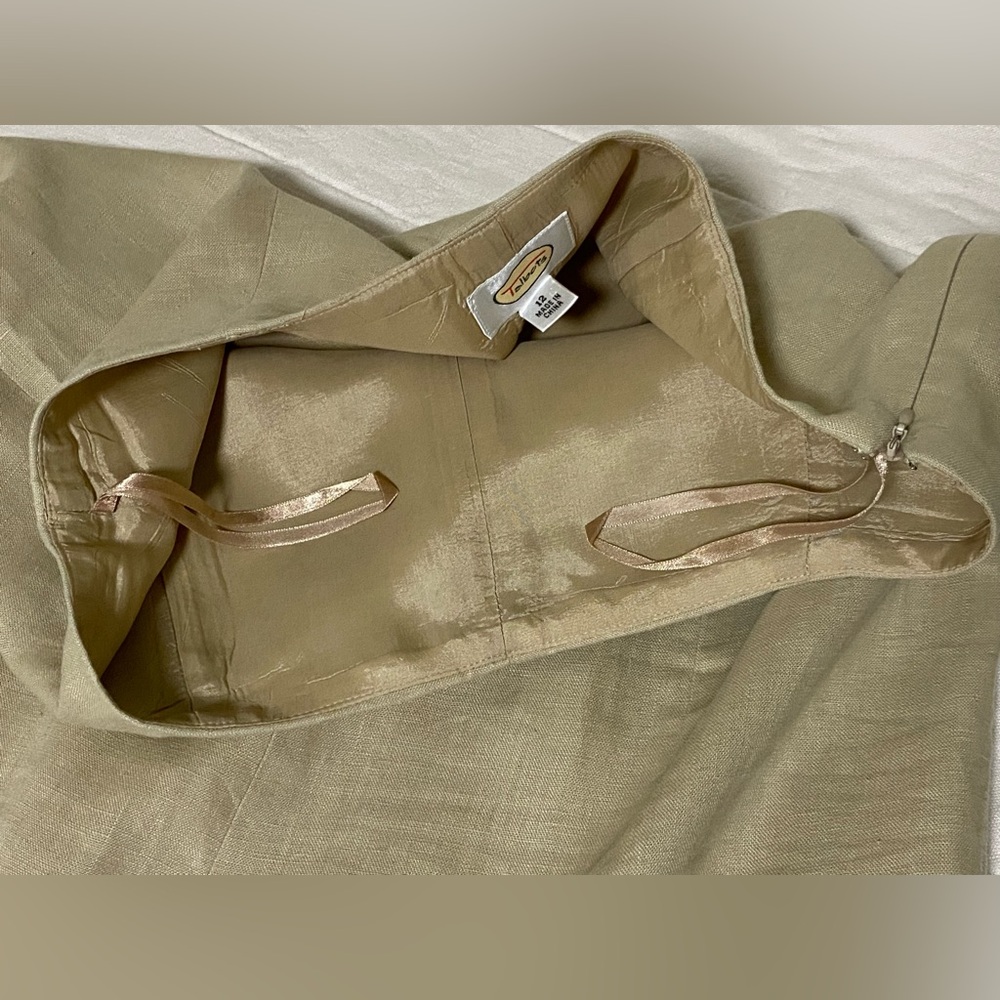 Talbots Beige Midi Linen Skirt Women Size 12 - Picture 7 of 12